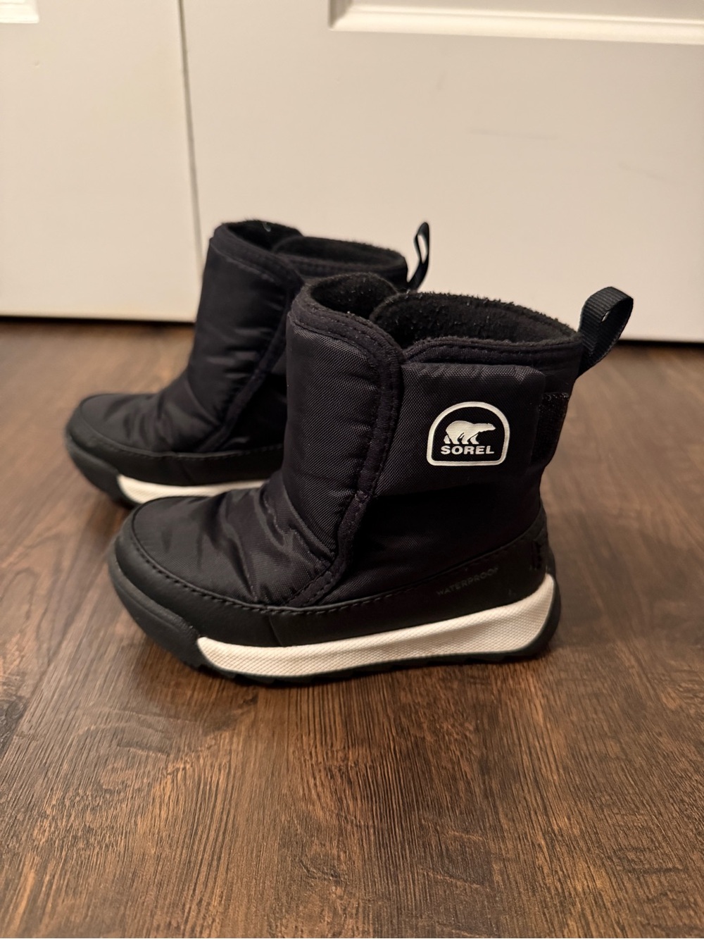 Sorel Kids Black and White Waterproof Snow Boots
